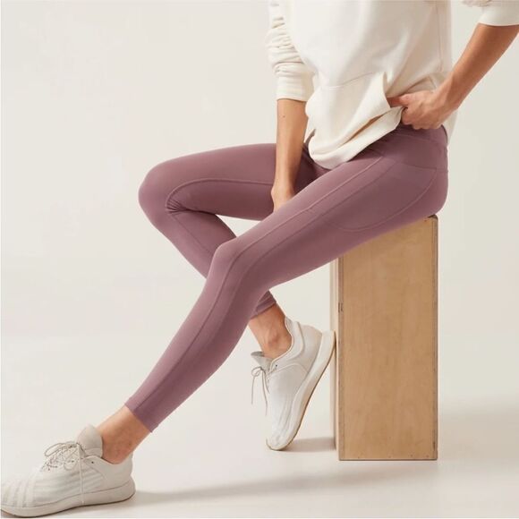 Athleta Ultimate Stash 7/8 High Rise Active Tight Leggings Sugarplum Mauve - Picture 2 of 9